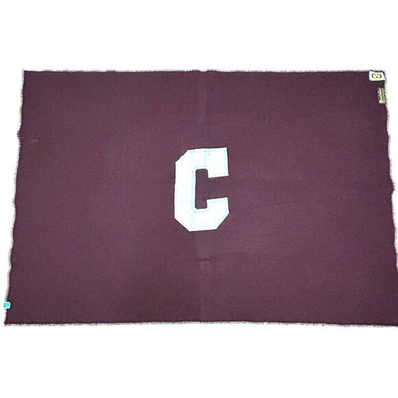 Vintage Pearce Woolrich Wool Blanket Stadium Camp Throw Varsity Maroon Carolina - Picture 2 of 13